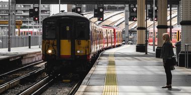 Woman waiting on a train platform